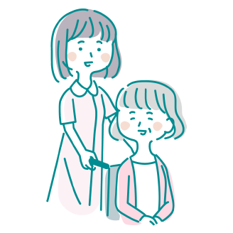 患者さんと話す看護実習生