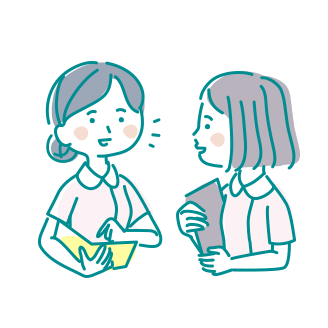 会話をする看護実習生