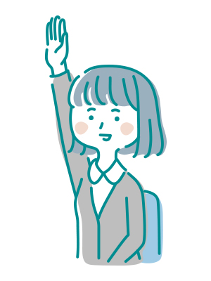手を挙げて質問する看護学生
