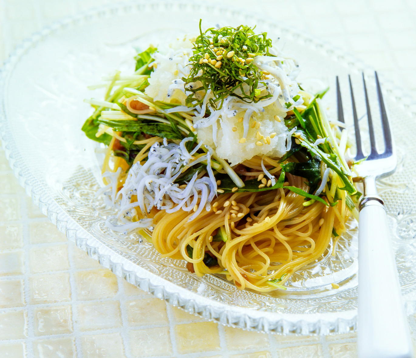 しらすと梅の冷製パスタ