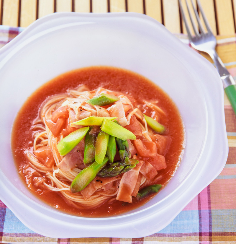 冷製トマトスープパスタ